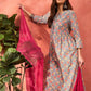 Floral Printed Tie-Up Neck Pure Cotton Kurta With Palazzos & Dupatta