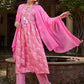 Floral Printed Tie-Up Neck Pure Cotton Kurta With Trousers & Dupatta