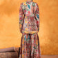 Floral Printed V-Neck Empire A-Line Kurti With Sharara