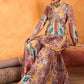 Floral Printed V-Neck Empire A-Line Kurti With Sharara