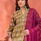 Floral Printed V-Neck Pleated Pure Cotton Kurta With Trousers & Dupatta