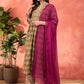 Floral Printed V-Neck Pleated Pure Cotton Kurta With Trousers & Dupatta