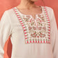 Floral Yoke Design Thread Work Notch Neck Short Kurti With Trousers