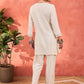 Floral Yoke Design Thread Work Notch Neck Short Kurti With Trousers