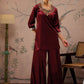 Floral Yoke Design Velvet Kurti with Trouser