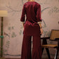 Floral Yoke Design Velvet Kurti with Trouser