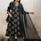 Geometric Printed V-Neck A-Line Pure Cotton Kurta With Palazzo & Dupatta
