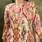 Ikat Abstract Printed Pure Cotton Flared Kurta With Trousers