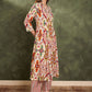 Ikat Abstract Printed Pure Cotton Flared Kurta With Trousers