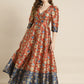 Orange & Blue Floral Maxi Dress