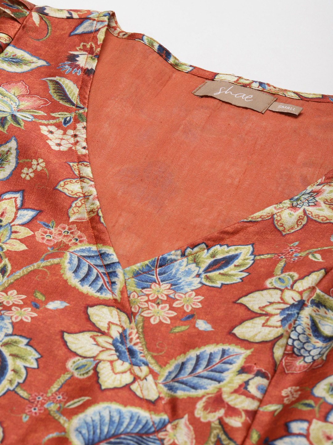 Orange & Blue Floral Maxi Dress