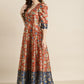 Orange & Blue Floral Maxi Dress
