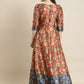 Orange & Blue Floral Maxi Dress