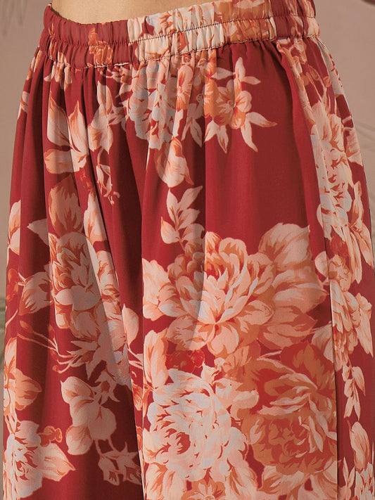 Sequined Crop Top With Sharara & Shrug