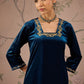 Square Neck Three-Quarter Sleeves Regular Thread Work Velvet Kurta