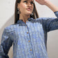 Striped Mandarin Collar Cambric Cotton Straight Kurta With Palazzo