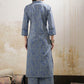Striped Mandarin Collar Cambric Cotton Straight Kurta With Palazzo