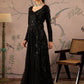 Striped Round Neck Long Sleeves Regular Sequinned Anarkali Kurta
