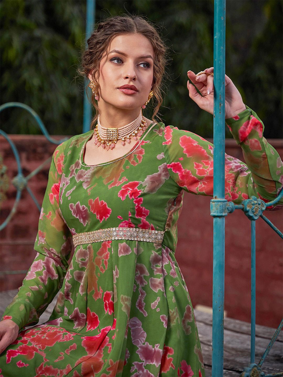 Women Abstract Printed Anarkali Kurta