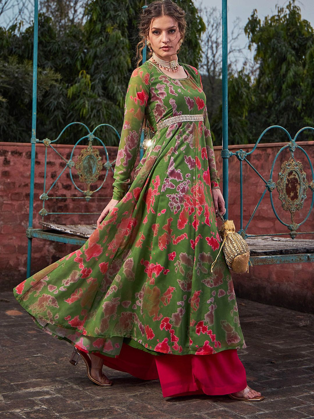 Women Abstract Printed Anarkali Kurta