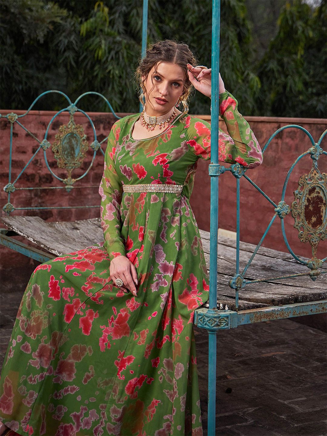 Women Abstract Printed Anarkali Kurta
