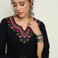 Women Embroidered Regular Thread Work Woollen Kurta with Trousers