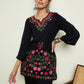 Women Embroidered Regular Thread Work Woollen Kurta with Trousers