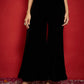 Women Embroidered Regular Velvet Kurta with Palazzos