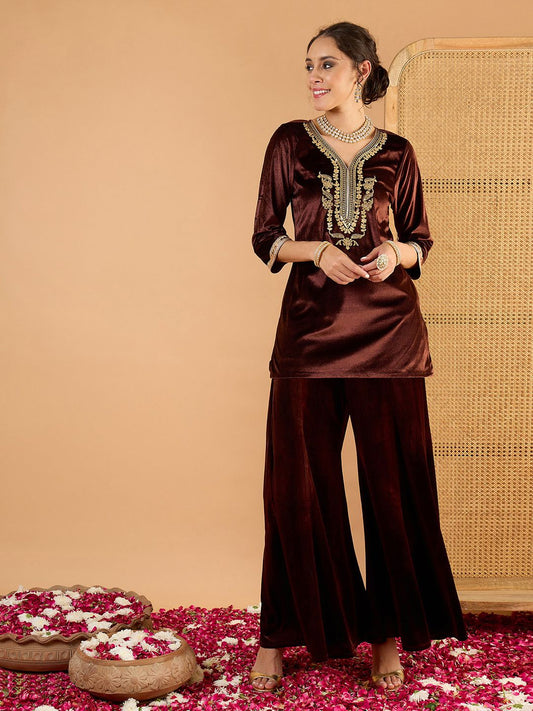 Women Ethnic Motifs Embroidered Kurta with Palazzo
