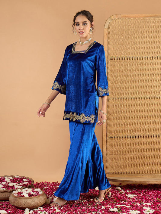 Women Ethnic Motifs Embroidered Kurta with Palazzo