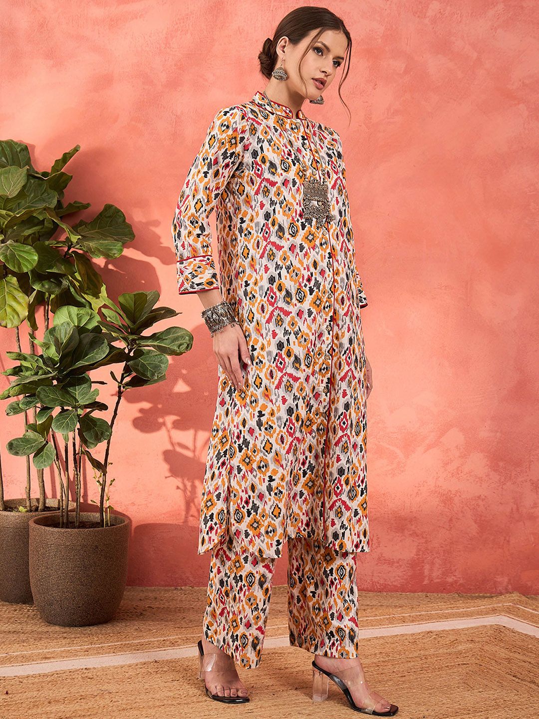 Women Ethnic Motifs Printed Pure Cotton Kurta with Palazzos
