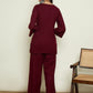 Women Floral Embroidered Woollen Kurta with Trousers