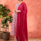 Women Floral Printed Cotton Kurta with Palazzo & Dupatta