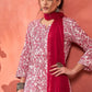 Women Floral Printed Cotton Kurta with Palazzo & Dupatta