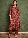 Women Floral Printed Regular Pure Cotton Kurta with Trousers