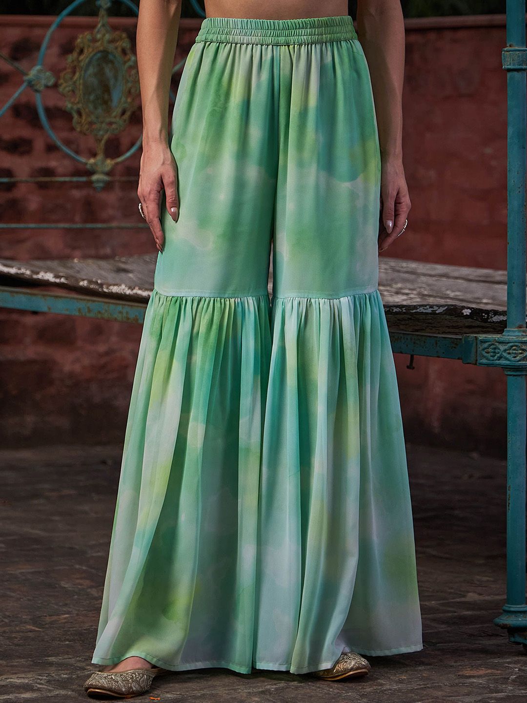 Women Ombre Dyed Kurta with Sharara & Dupatta