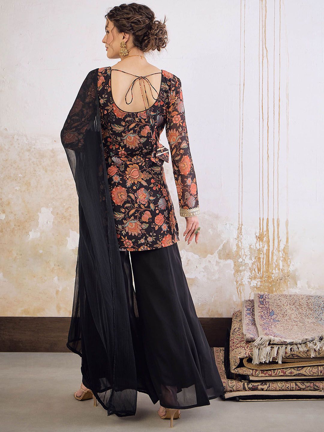 Women Printed Kurta with Palazzos & With Dupatta