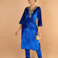 Women Velvet Ethnic Motifs Embroidered Kurta with Trousers