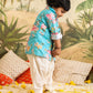 Sishu Boy's Aqua Floral Printed Kurta Patiala Set