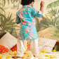Sishu Boy's Aqua Floral Printed Kurta Patiala Set