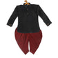Sishu Boy's Black Kurta And Maroon Cowl Dhoti Set