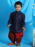 Sishu Boy's Blue Kurta And Cowl Dhoti Set