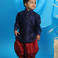 Sishu Boy's Blue Kurta And Cowl Dhoti Set