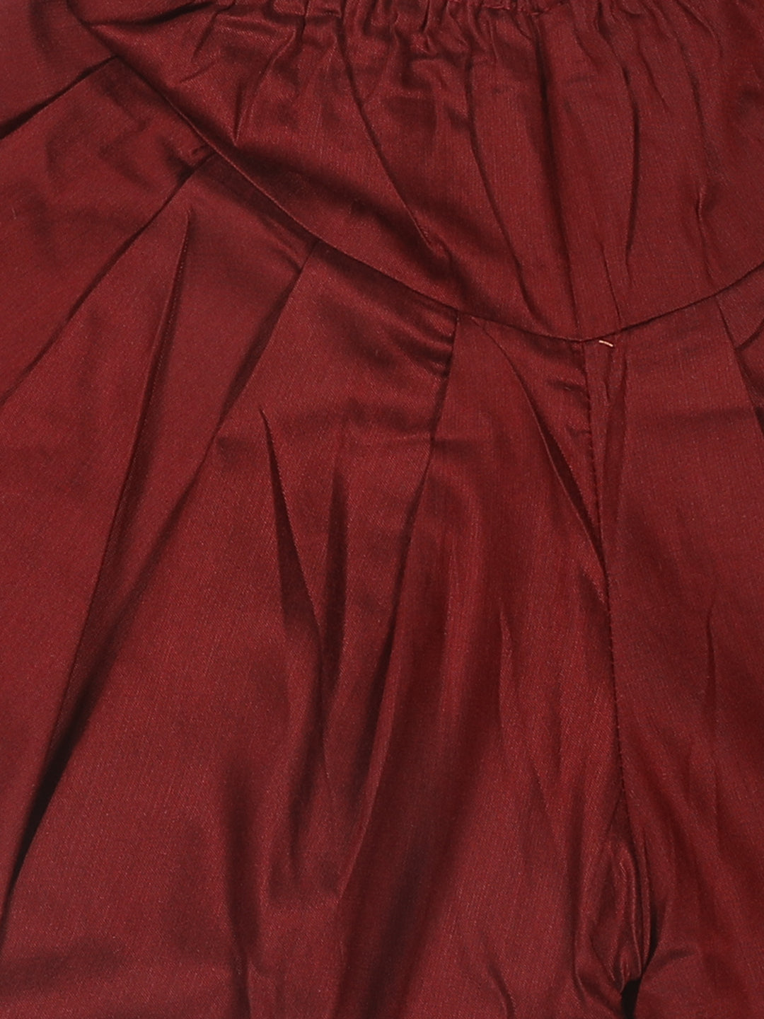 Sishu Boy's Gold Kurta And Maroon Cowl Dhoti Set