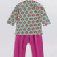 Sishu Boy's Green And Magenta Floral Printed Cotton Kurta Pyjama Set