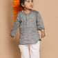 Sishu Boy's' Grey Cotton Kurta And White Pyjama Set