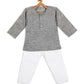 Sishu Boy's' Grey Cotton Kurta And White Pyjama Set