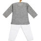 Sishu Boy's' Grey Cotton Kurta And White Pyjama Set