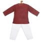 Sishu Boy's' Maroon Cotton Kurta And White Pyjama Set