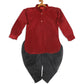 Sishu Boy's Maroon Kurta And Black Cowl Dhoti Set